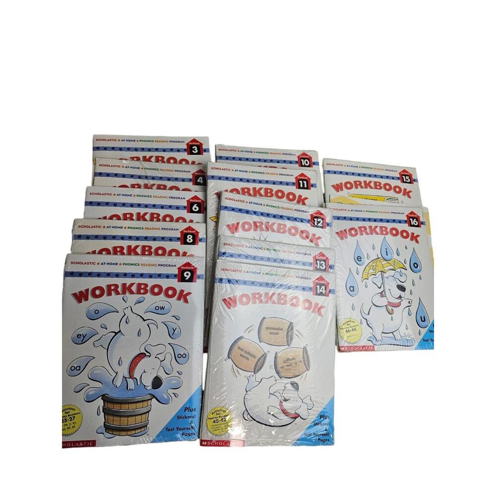 New Scholastic‎ At Home Reading Program 12Books Workbooks Lot Kids Phonics